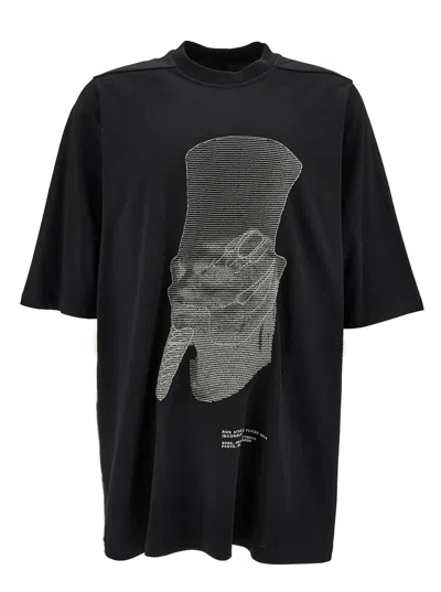 Rick Owens Black And Beige Cotton T-shirt