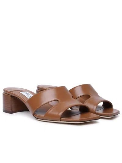 Jimmy Choo 'ellison Mule 45' Brown Leather Sandals