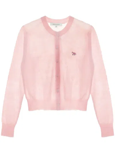 Maison Kitsuné Wool Cardigan In Pink