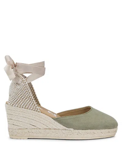 Manebi Manebí Hamptons Suede Wedge With Lace In Green