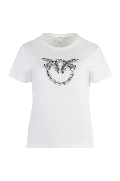 Pinko Quentin Decorative Inserts Crew-neck T-shirt In White