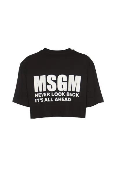 Msgm Cropped T-shirt In Black