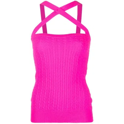 Patou Cable-knit Halterneck Top In Pink