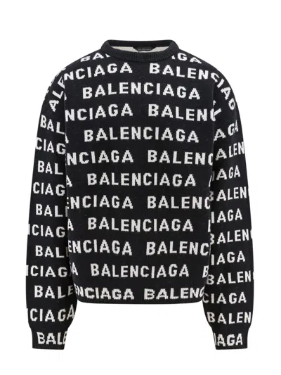Balenciaga All-over Logo Jumper In Black