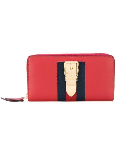 Gucci Sylvie Leather Zip Around Wallet In Red