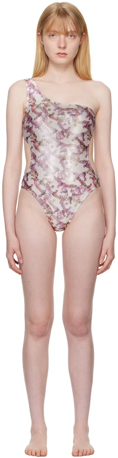 Vivienne Westwood Orb Logo-print Laminated Swimsuit In A401 White