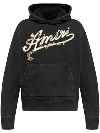 Amiri Logo-print Cotton Hoodie In Black