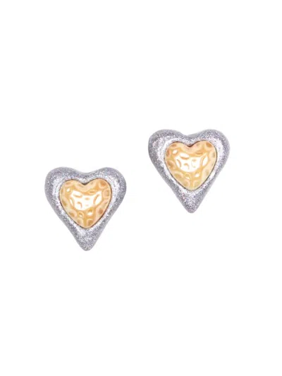 Julietta Heart-shaped Stud Earrings In White Gold