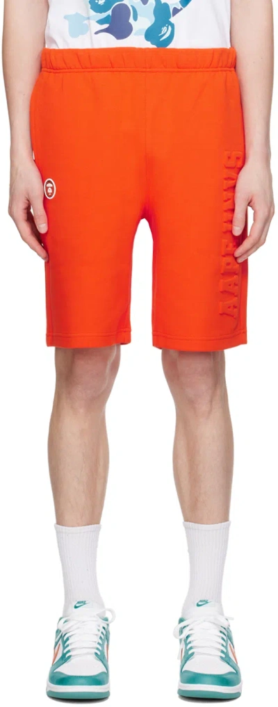 Aape By A Bathing Ape Logo-embossed Elasticated-waist Shorts In Orx Orange