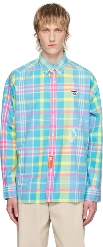 Aape By A Bathing Ape Plaid Cotton Shirt In Blt Blue (pink)