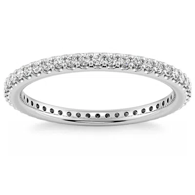 Pompeii3 1/3ct Diamond Skinny Stackable Eternity Ring 14k White Gold Womens Wedding Band In Multi