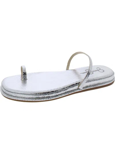 Jessica Simpson Malha Womens Slip On Wedges Slide Sandals In Silver