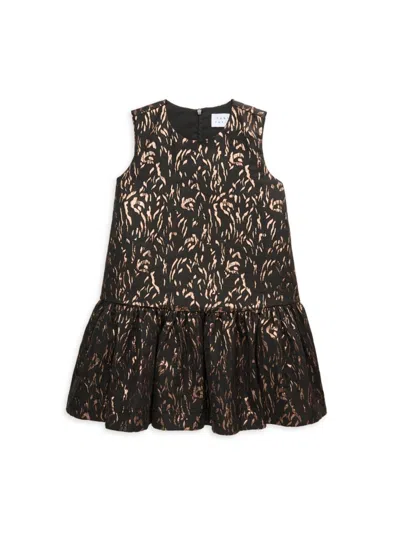 Tanya Taylor Kids' Girl's Marietta Print A Line Dress In Black Bronze