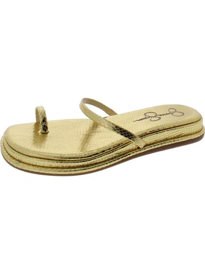 Jessica Simpson Malha Womens Slip On Wedges Slide Sandals In Gold