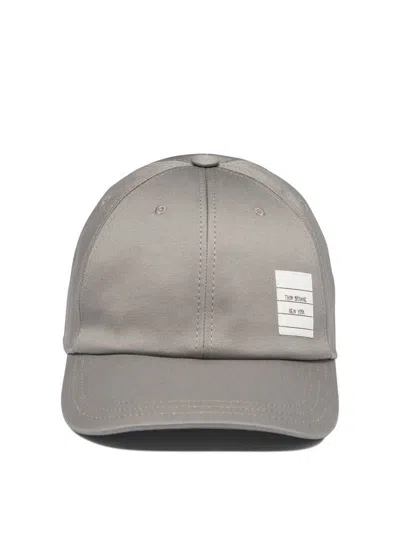 Thom Browne Baseball Cap With Logo Patch In Grey