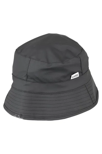 Rains Logo Detailed Bucket Hat In Black