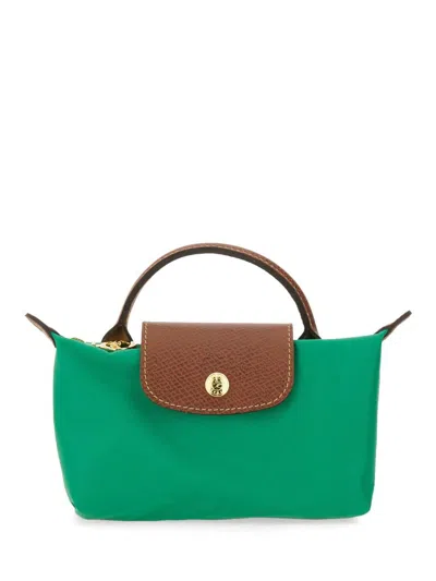 Longchamp "le Pliage" Clutch Bag With Handle In Green