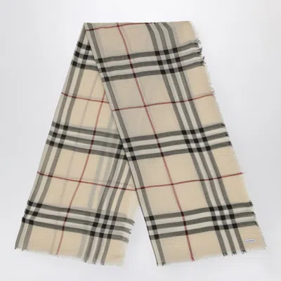 Burberry Check Stone Scarf In Grey