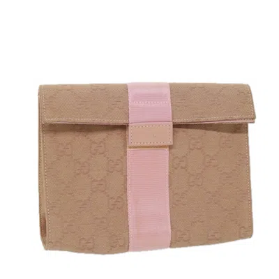 Gucci Pink Canvas Clutch Bag () In Brown