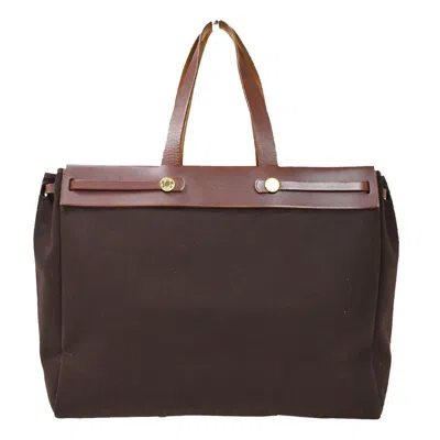 Hermes Hermès Herbag Brown Canvas Shoulder Bag ()