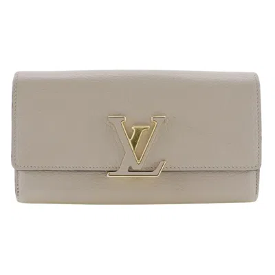Pre-owned Louis Vuitton Capuchin Beige Leather Wallet  ()