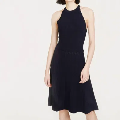 Autumn Cashmere Racerback Halter Dress With Scallop Edge In Navy In Blue