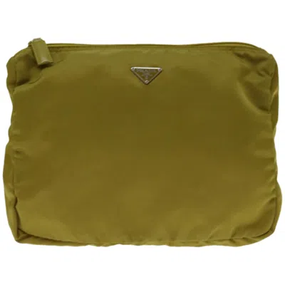 Prada Tessuto Khaki Synthetic Clutch Bag () In Green