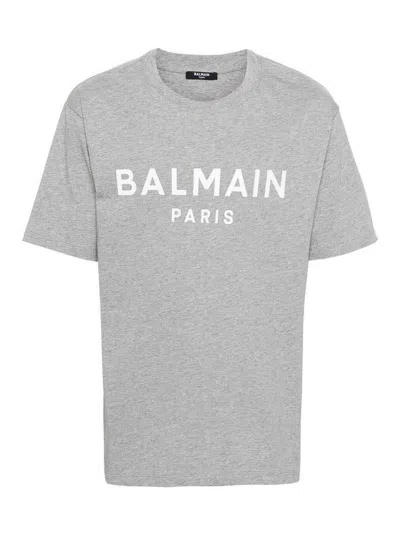 Balmain Gray Printed T-shirt In Grey