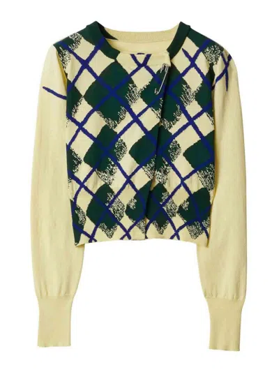 Burberry Argyle-intarsia Cropped Cotton Jumper In Yellow