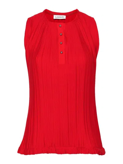 Lanvin Pleated Sleeveless Top In Red