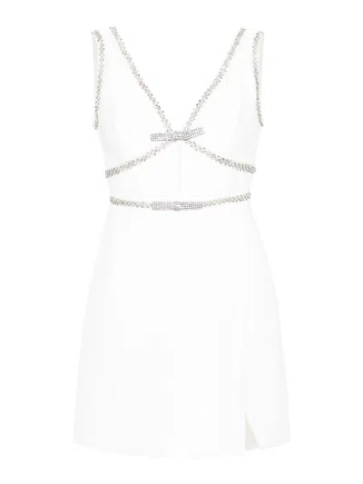 Self-portrait Crystal-embellished Mini Dress In White