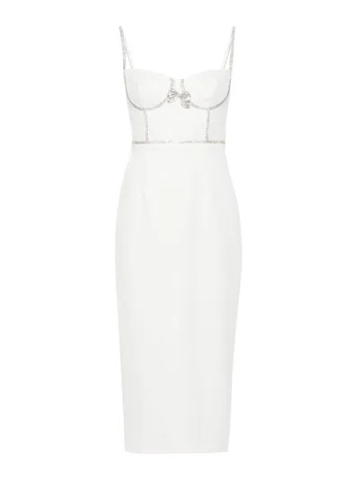 Self-portrait Crystal-embellished Midi Dress In White