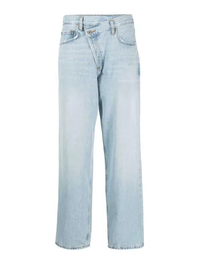 Agolde Criss Cross Straight-leg Jeans In Blue