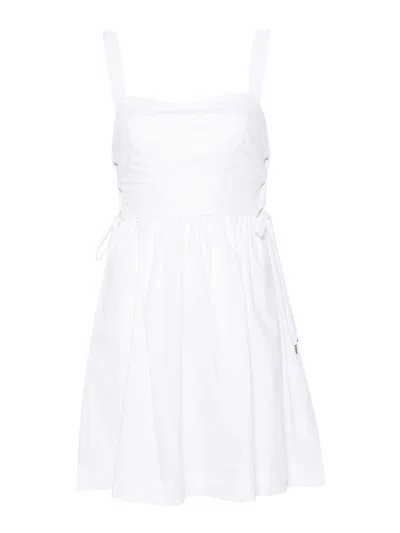Pinko Side Lace Mini Dress In White