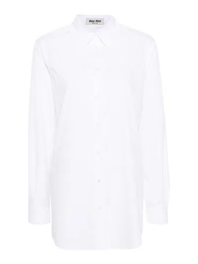 Miu Miu Oversize-collar Cotton Shirt In White