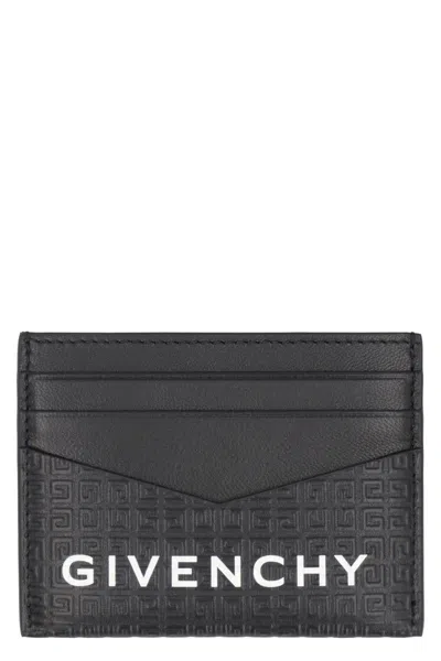 Givenchy Micro 4g Leather Card Holder In Black
