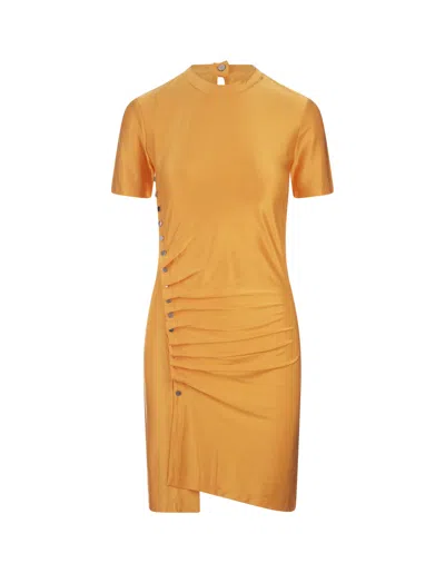 Rabanne Embellished Stretch-satin Mini Dress In Orange