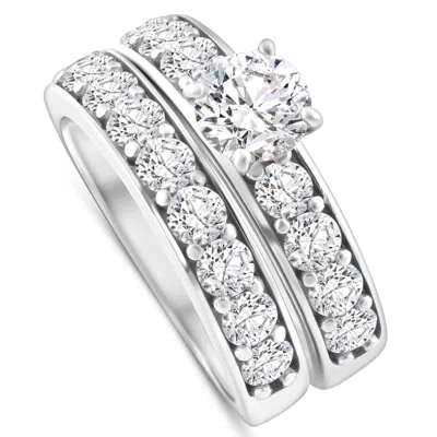 Pompeii3 3ct Tw Diamond Engagement & Wedding Ring Set 14k White Or Yellow Gold In Multi