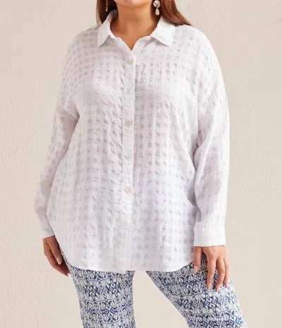 Tribal Long Sleeve Button Down Blouse In White