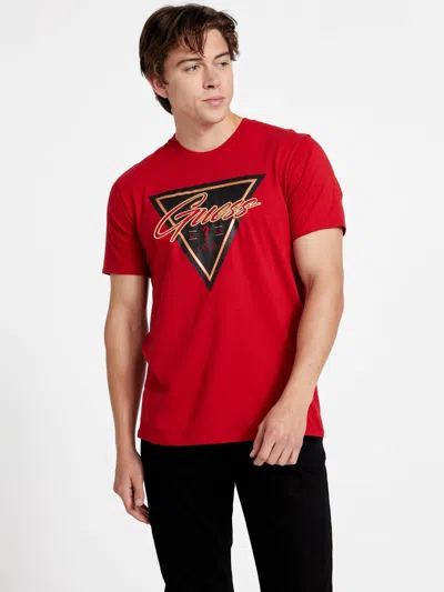 Guess Factory Eco Teague Triangle Logo Tee In Red