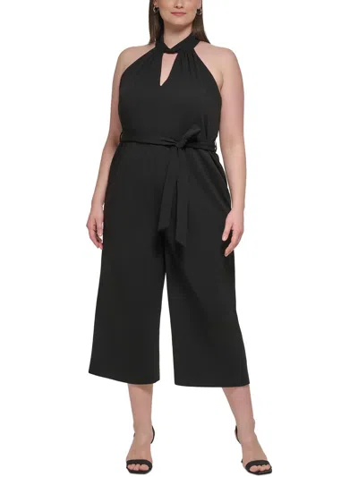 Calvin Klein Plus Womens Halter Cropped Jumpsuit In Black