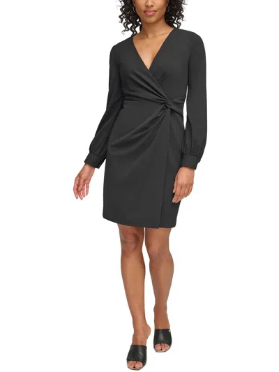 Dkny Womens Gathered Polyester Wear To Work Dress In Black