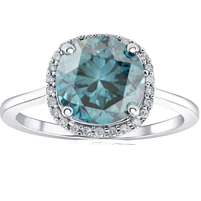 Pompeii3 3 1/4ct Blue Diamond Halo Engagement Ring Lab Grown In 14k White Gold In Multi