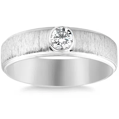 Pompeii3 1/3ct Diamond Men's Brushed Wedding Band In Gold Or Platinum Lab Grown 6mm In Silver