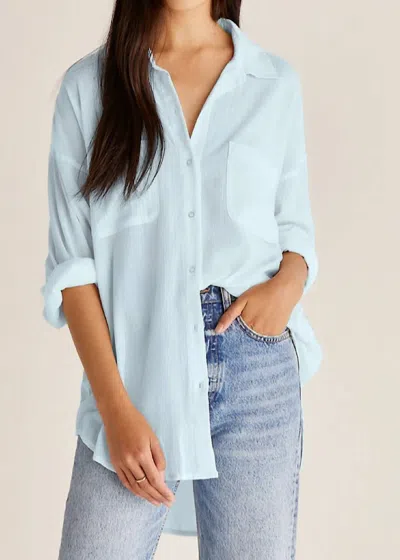Z Supply Lalo Button Up Top In Turquoise In Blue