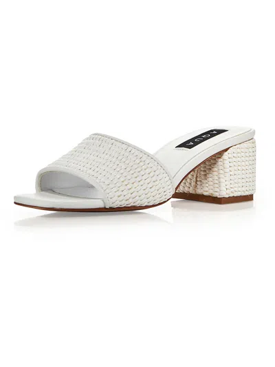 Aqua Suri Womens Raffia Slip-on Slide Sandals In White