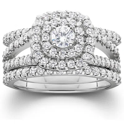 Pompeii3 1 1/4ct Diamond Engagement Wedding Ring Set White Yellow Rose Gold Or Platinum In Silver