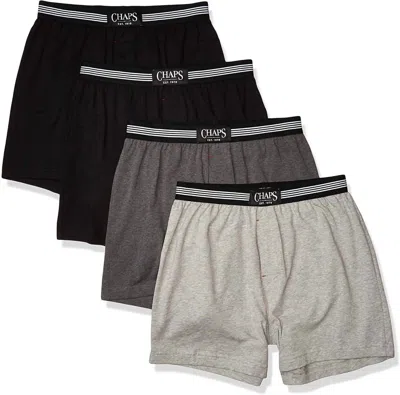 Chaps Men's Underwear Knit Boxers In Black/grey/andover Heather/black In Multi