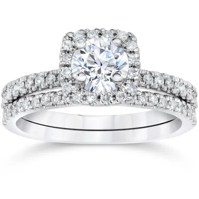 Pompeii3 5/8ct Diamond Halo Engagement Ring Set In White, Rose, Yellow Gold, Or Platinum In Silver
