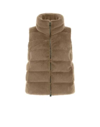 Herno Faux Fur Vest In Brown